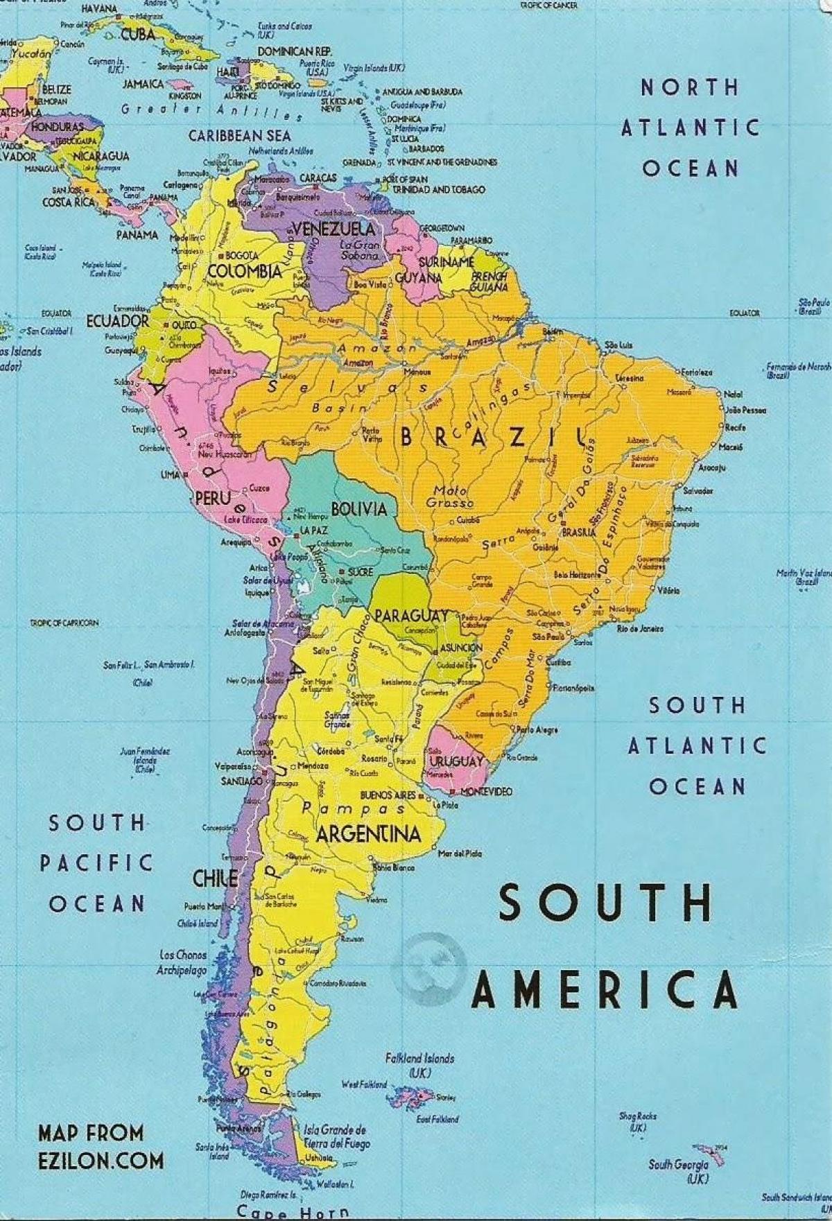 نقشه گویان آمریکای جنوبی 